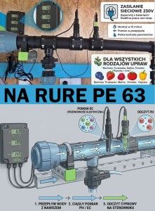 Zestaw pomiarowy pH/EC do fertygacji – gotowy moduł montażowy rura PE 63
